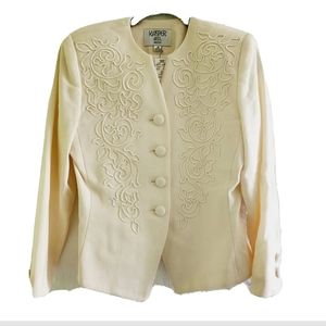 NWT KASPER for A.S.L petite wool white off buttons blazer